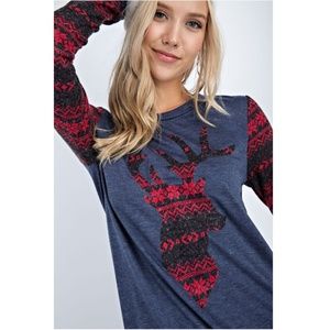 WINTER FUN! Plaid Elk Top